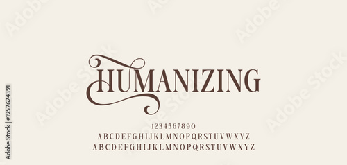 Lettering Minimalist Fashion. Elegant alphabet letters serif font and number. Typography fonts regular uppercase, lowercase.