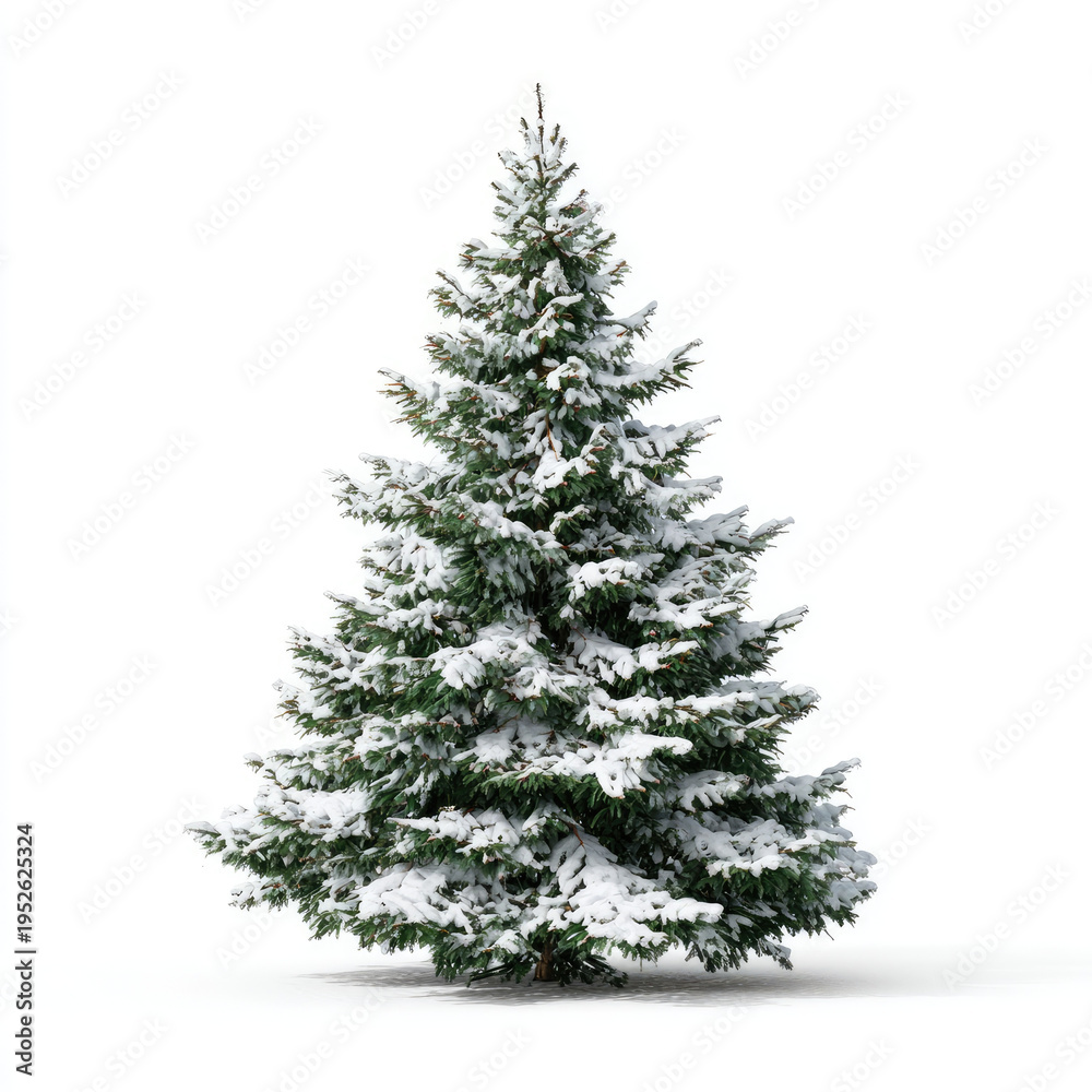 Obraz premium Snow covered evergreen tree with lush green branches