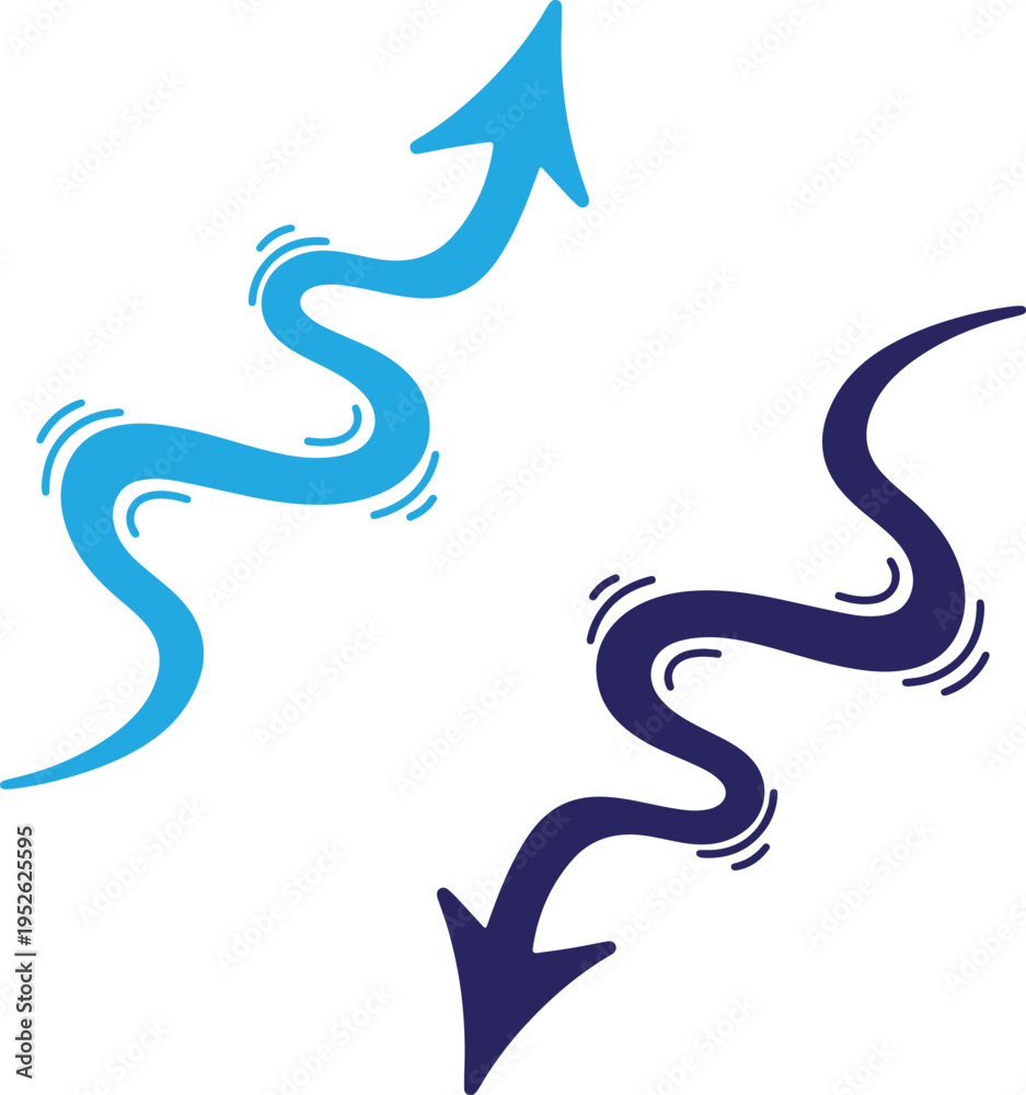 Fototapeta premium Silhouette of two opposing arrows isolated on transparent background