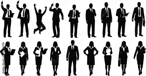 Set of birthday celebration black icons including cake, balloons, gift box, party hats, fireworks, clowns, rose, crown, and cocktail drinks