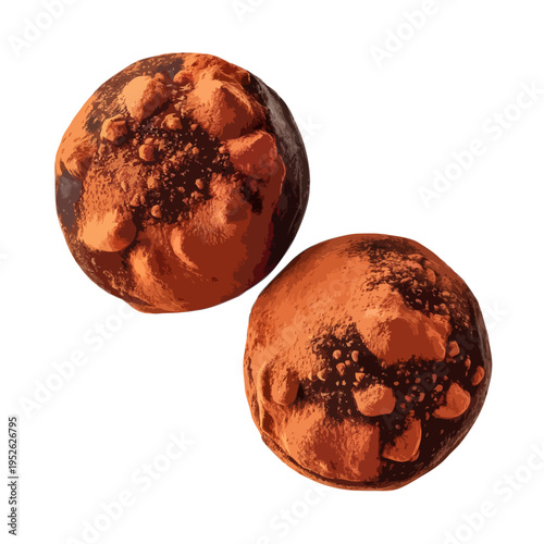 Two delicious chocolate chip cookies with gooey centers on a white background isolated on white background, Vector