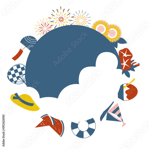 夏のモチーフを使ったフレームイラスト素材