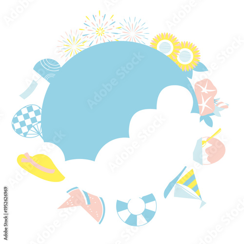 夏のモチーフを使ったフレームイラスト素材