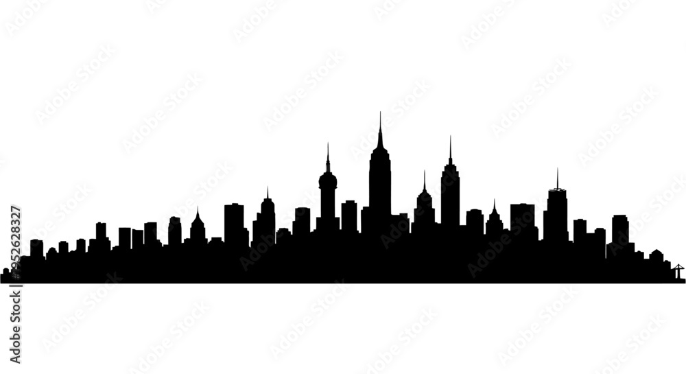 Obraz premium graphic silhouette of a modern city skyline against a white background perfect for urban design architectural concepts or business presentations