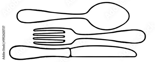 Complete Dining Set Vector Featuring Spoon Fork and Knife Icons for Restaurant Table Service.
