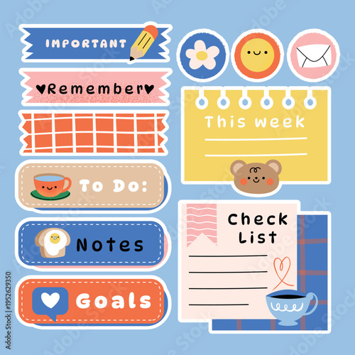 Cute Bullet Journal Planner Elements Full Set