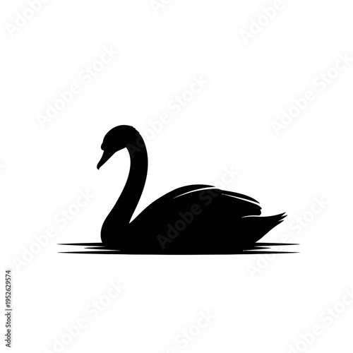 Black Swan Silhouette Side View.