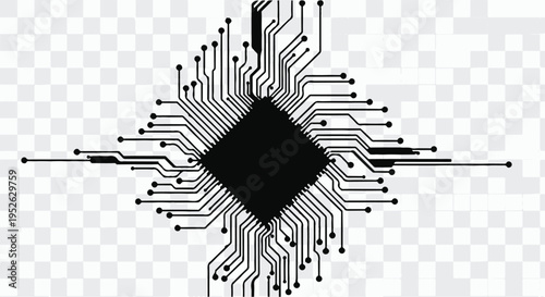 Microchip integrated with circuit lines illustrates modern digital connectivity.