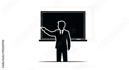 Businessman pointing at presentation screen.