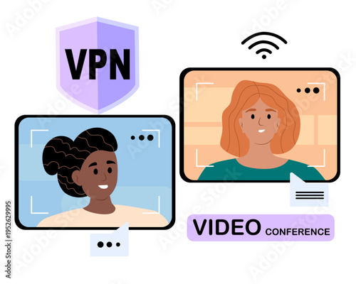 A VPN service for secure online connections and privacy protection. A VPN protects personal data on your smartphone. Virtual private network. People value the ability to communicate.