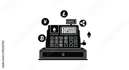 Conceptual Illustration of Digital Currency Exchange and Retail Transaction Processing