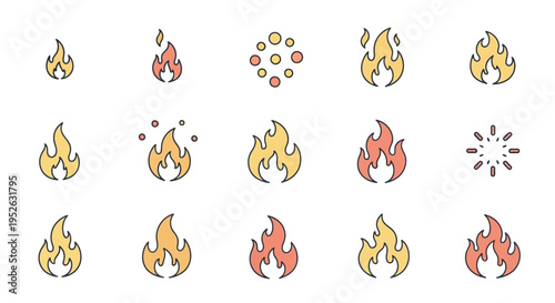 Collection of flame icons and emojis.