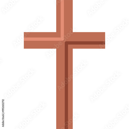 Simple Wooden Christian Cross Icon Design
