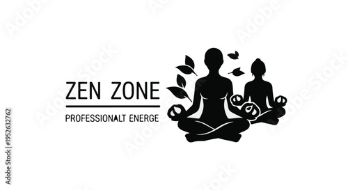 Minimalist Graphic of Silhouetted Figures Meditating in Lotus Pose, Symbolizing Inner Peace, Wellness, and Spiritual Energy Flow