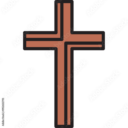 Simple Wooden Christian Cross Icon Design