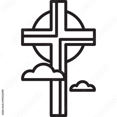 Simple Wooden Christian Cross Icon Design