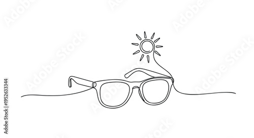 Vector illustration of sunglasses with sun