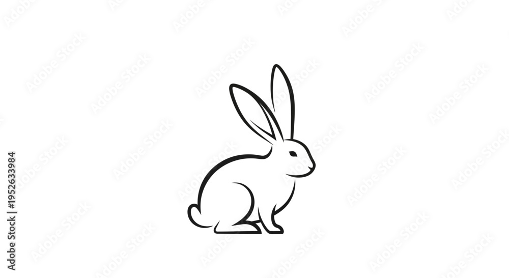 Obraz premium Cute Cartoon Rabbit Sitting Alone.