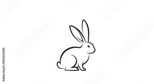 Cute Cartoon Rabbit Sitting Alone.