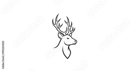 Deer head with large antlers profile.