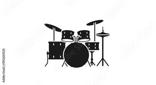 Drum kit musical instrument setup.