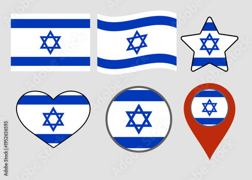Israel flag set vector
Vector set of flags in various shapes round, star, wavy, heart