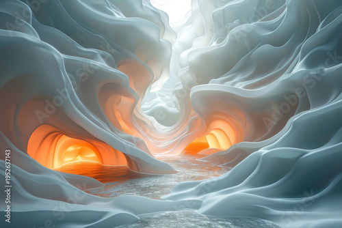 Create an abstract representation of calming rhythms, using fluid shapes and soothing colors that flow seamlessly into one another.