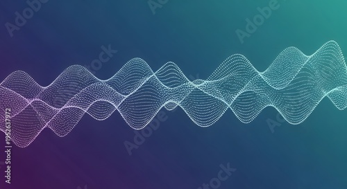 Abstract visualization of glowing white waves formed by dots on a blue and purple gradient background