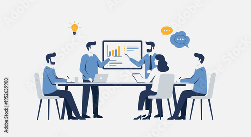 Corporate Business Workshop Planning and Discussion Session Illustration