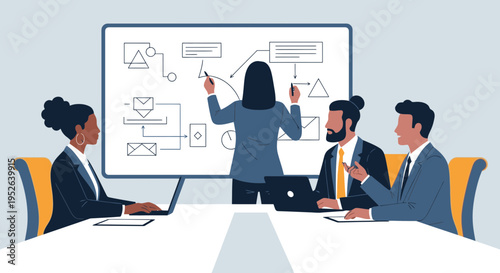 Corporate Business Workshop Planning Session Flat Illustration Vector
