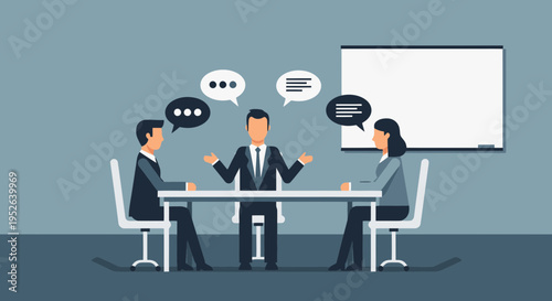 Corporate Meeting Discussion Flat Vector Illustration for Professionals
