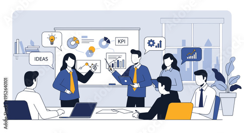 Flat Minimal Corporate Strategy Workshop Illustration Vector Design