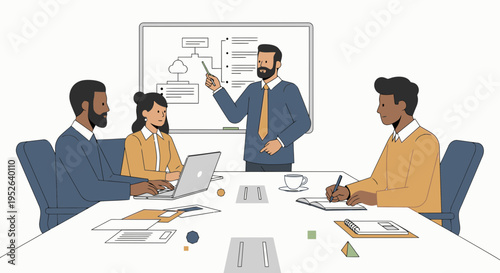 Corporate Strategy Planning Session Flat Minimal Vector Illustration