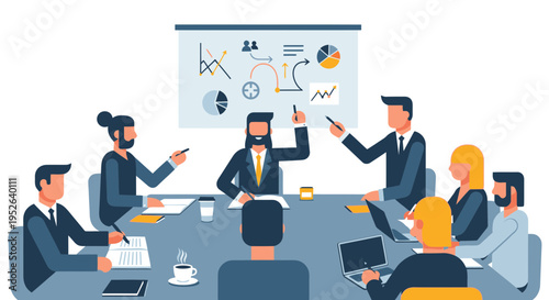 Corporate Strategy Planning Workshop Discussion Session Flat Illustration