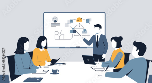 Corporate Strategy Workshop Session Flat Minimal Vector Illustration