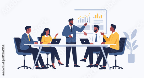 Business Analytics Discussion Session Flat Minimal Vector Illustration