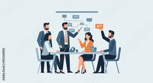Flat Minimal Style Business Decision Discussion Planning Vector
