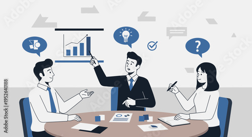 Flat Minimal Style Business Planning Discussion Session Illustration