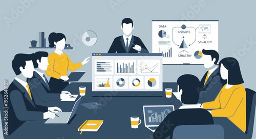 Flat Minimal Style Business Analytics Workshop Illustration