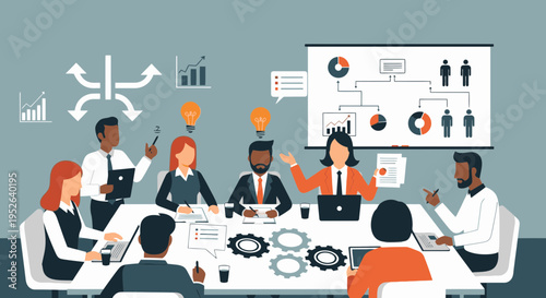 Business Decision Making Workshop Flat Minimal Vector Illustration