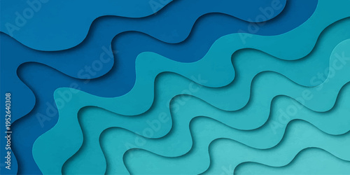 Seamless abstract blue background design featuring 3d liquid waves and wavy line textures to create a vector water wallpaper illustration
