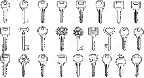Collection of Various Key Designs Vector Illustration