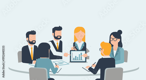 Flat Minimal Vector Illustration of Business Team Coordination