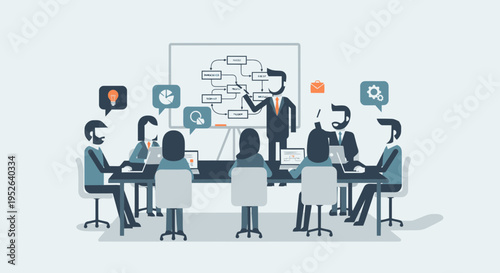Flat Minimal Vector of Business Workflow Session Illustration