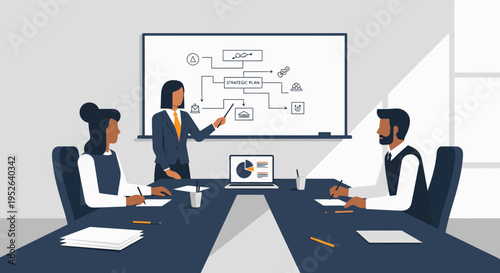 Flat Minimal Style Vector of Company Strategy Workshop Illustration