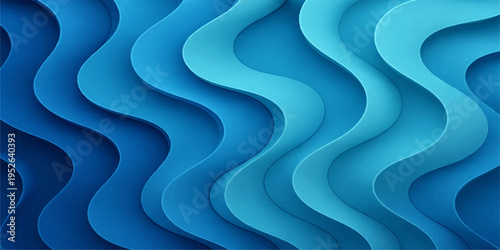 Abstract blue waves create a seamless vector pattern with light curved lines and a swirl texture for a motion background illustration