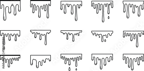 Set of dripping liquid outline shapes for design elements