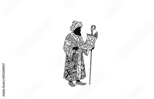 Ottoman Sultan of Justice Silhouette Sticker, Historical Turkish Leader Vector, Islamic Empire Heritage and Law Illustration