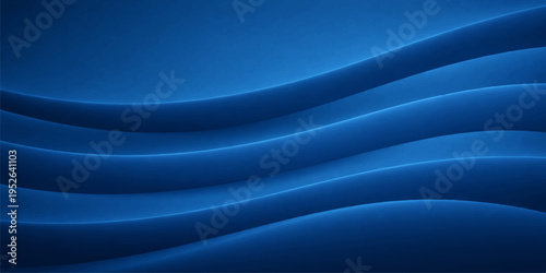 A smooth abstract blue wave design features flowing curves and soft light patterns to create a wavy silk texture backdrop with a motion flow illustration for a modern wallpaper background