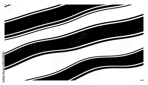 Flowing wavy bands with thick black curved lines in minimalist abstract style